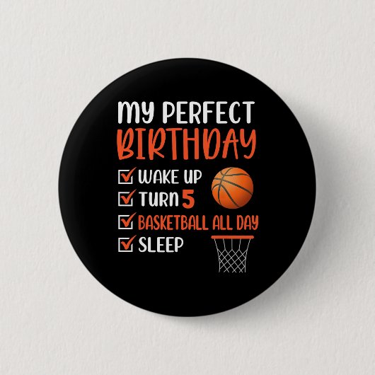 5 jaar oude Basketball Birthday Party 5th Boy Ronde Button 5,7 Cm (Voorkant)