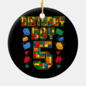 5 jaar oude blokbouwer 5 jaar keramisch ornament (Achterkant)