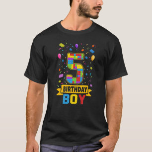 5 jaar oude bouwstenen 5e verjaardag Jongen Maste T-shirt