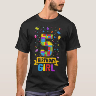 5 jaar oude bouwstenen 5th Birthday Girl Mast T-shirt