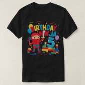 5 Jaar Oude Bouwstenen Ninja 5e Verjaardag Gift T-shirt (Design voorkant)