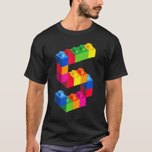5 jaar oude bouwstenen Verjaardag Bricks 5e T-shirt (Voorkant)
