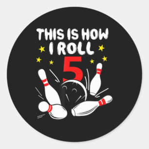 5 jaar oude Bowling Dit is hoe ik 5 jaar op de geb Ronde Sticker