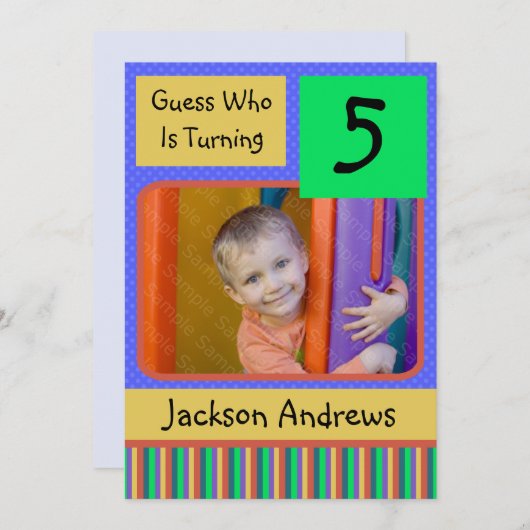 5 jaar oude dag feestdag kaart (Voorkant / Achterkant)