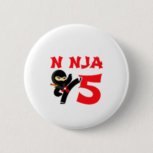5 Jaar Oude Karate Ninja Feest Kids 5e Verjaardag Ronde Button 5,7 Cm