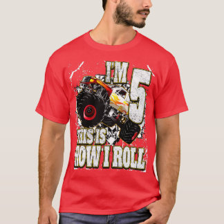 5 jaar oude monster Truck Birthday T-shirt