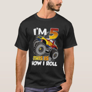 5 jaar oude monstertruck 5e verjaardag jongen t-shirt