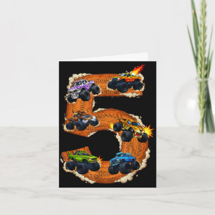 5 jaar oude monstertruck jongen peuter 5e verjaard kaart