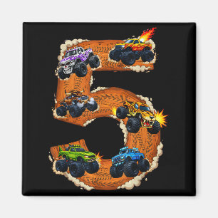 5 jaar oude monstertruck jongen peuter 5e verjaard magneet
