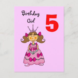 5 jaar oude prinses (bruin haar) briefkaart