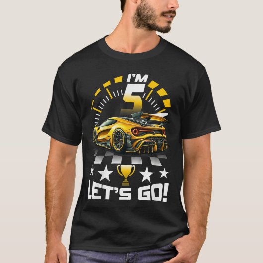5 Jaar Oude Race 5e Verjaardag Party Gold Racing R T-shirt (Voorkant)