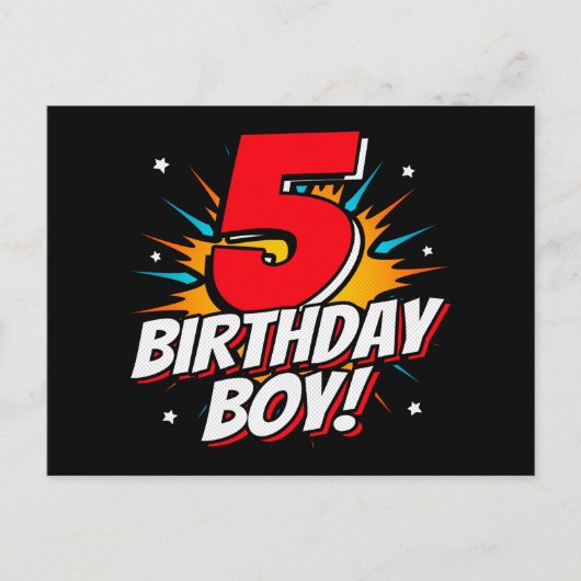 5 Jaar Oude Superheld Verjaardags Jongen 5e Verjaa Briefkaart (Voorkant)