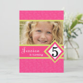 5 jaar oude uitnodiging van de Birthday Party Zebr (Staand voorkant)