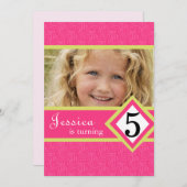 5 jaar oude uitnodiging van de Birthday Party Zebr (Voorkant / Achterkant)