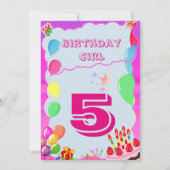 5 jaar oude uitnodiging van de vijfde verjaardag (Achterkant)