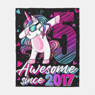 5 jaar oude Unicorn Dabbing 5th Birthday Girl Unic Fleece Deken