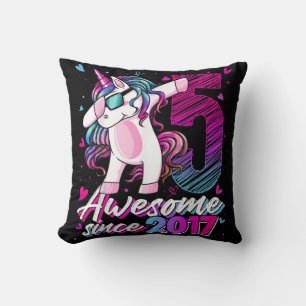 5 jaar oude Unicorn Dabbing 5th Birthday Girl Unic Kussen