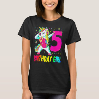 5 jaar oude Unicorn Dabbing 5th Birthday Girl Unic T-shirt