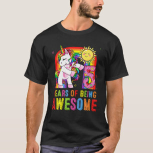 5 jaar oude Unicorn Flossing 5th Birthday Girl Sin T-shirt
