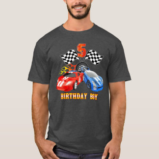 5 Jaar Oude Verjaardag Jongen Vuur Race Wiel 5e Ra T-shirt