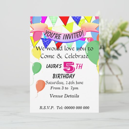 5 jaar oude verjaardag kaart (Staand voorkant)