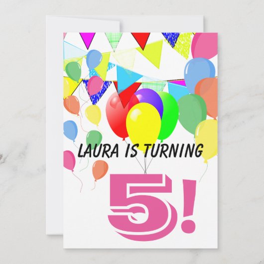 5 jaar oude verjaardag kaart (Achterkant)