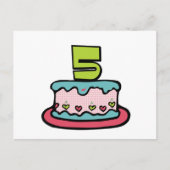 5 jaar oude verjaardagsCake Briefkaart (Voorkant)