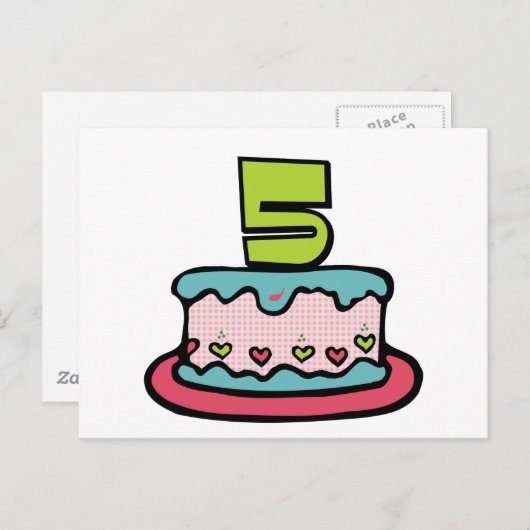 5 jaar oude verjaardagsCake Briefkaart (Voorkant / Achterkant)