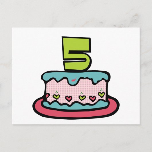 5 jaar oude verjaardagsCake Briefkaart (Voorkant)