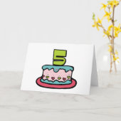 5 jaar oude verjaardagsCake Kaart (Gele Bloem)