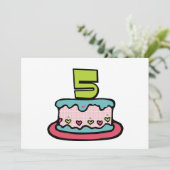 5 jaar oude verjaardagsCake Kaart (Staand voorkant)