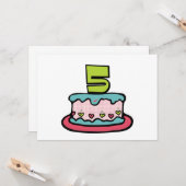 5 jaar oude verjaardagsCake Kaart (Voorkant / Achterkant in situ)