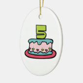5 jaar oude verjaardagsCake Keramisch Ornament (Links)