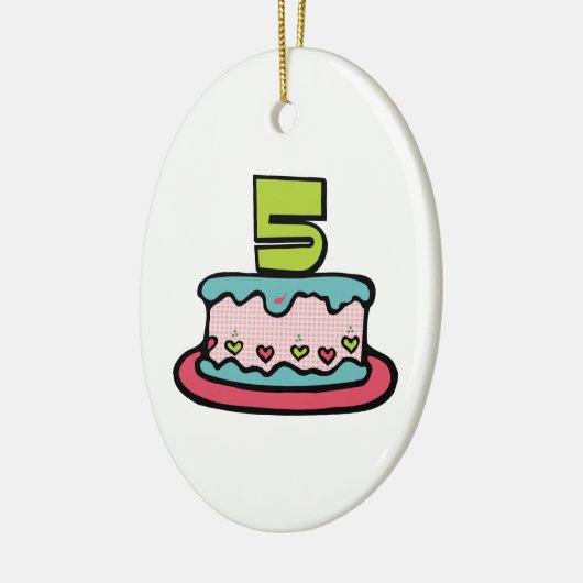 5 jaar oude verjaardagsCake Keramisch Ornament (Links)