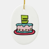 5 jaar oude verjaardagsCake Keramisch Ornament (Voorkant)