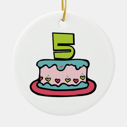 5 jaar oude verjaardagsCake Keramisch Ornament (Voorkant)