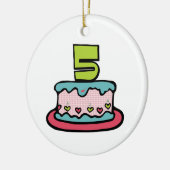 5 jaar oude verjaardagsCake Keramisch Ornament (Links)