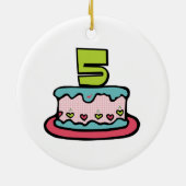 5 jaar oude verjaardagsCake Keramisch Ornament (Achterkant)