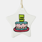5 jaar oude verjaardagsCake Keramisch Ornament (Rechts)