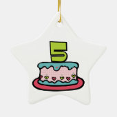 5 jaar oude verjaardagsCake Keramisch Ornament (Achterkant)