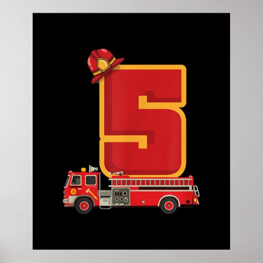 5 jaar oude vogeljongen geeft brandweerman poster (Voorkant)