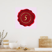 5 jaar rode wax zeehond poster (Keuken)