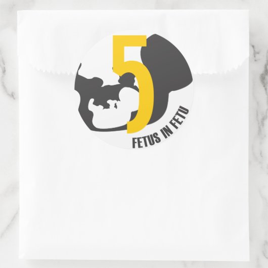 5 jaar ronde sticker (Tas)