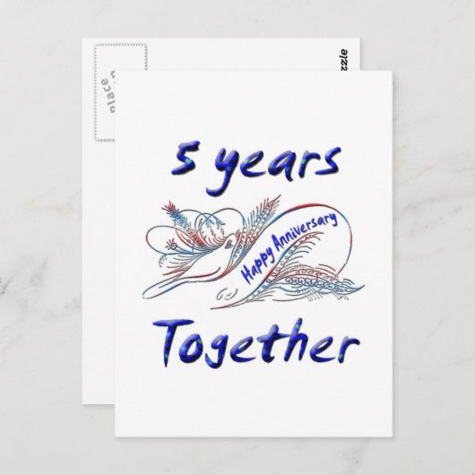 5 jaar samen briefkaart (Voorkant / Achterkant)