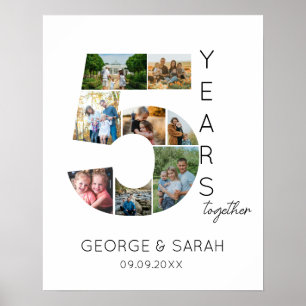 5 Jaar Samen Foto Collage Huwelijksverjaardag Poster