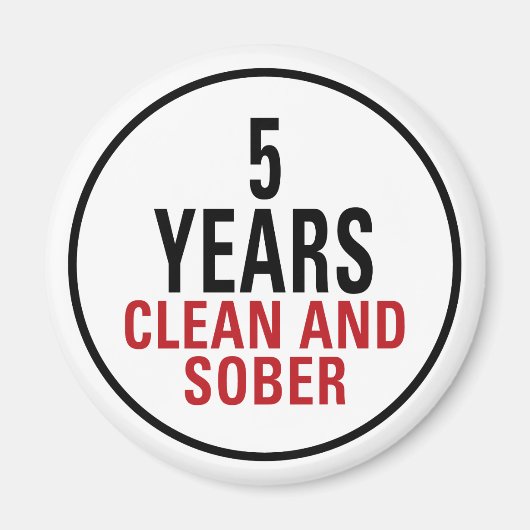 5 jaar Schone en Sober Magneet (Voorkant)