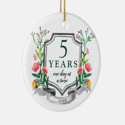 5 jaar Sober Personalized Sobriety Milestone Keramisch Ornament (Rechts)