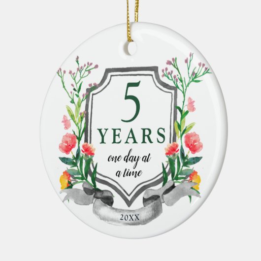5 jaar Sober Personalized Sobriety Milestone Keramisch Ornament (Links)