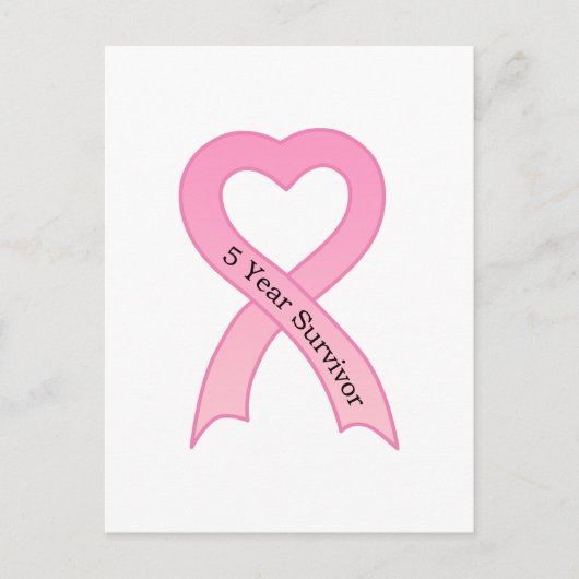 5 jaar Survivor Pink Ribbon Briefkaart (Voorkant)