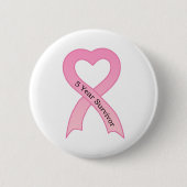 5 jaar Survivor Pink Ribbon Button (Voorkant)